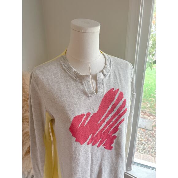 Lisa Todd Scribble Heart Sweater Size Small Crewneck Notch Neck Long Sleeve - Picture 2 of 10